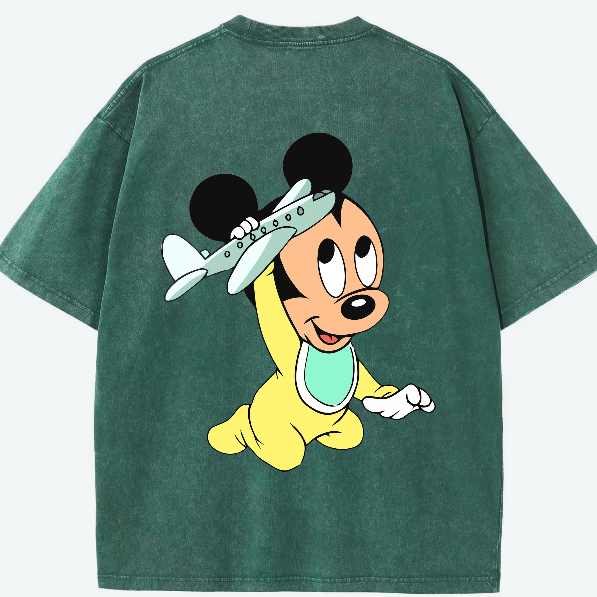（画像用） ミッキーマウス Mickey Mouse 綿100% ヴィンテージ風 半袖Tシャツ（背面プリント）